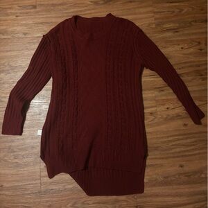 Red Deep Red Knit Sweater Dress